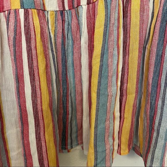 Forever 21 short sleeve ruffle Striped Flounce-Hem Mini Boho romantic Dress-S - Picture 4 of 11